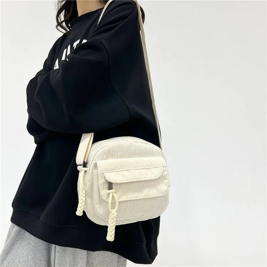 eybag 2024 New Fashion Crossbody Bag Korean Style Casual Corduroy Shoulder Bag Women Simple Pure Color Purses and Handbags Girls Gift