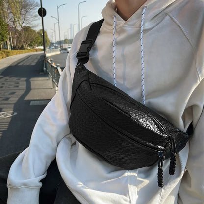 eybag Man Waist Bag Large Capacity Leather Fanny Pack Unisex Woven pattern Chest Bag Fashion Shoulder Crossbody Bags Quality Belt Bags