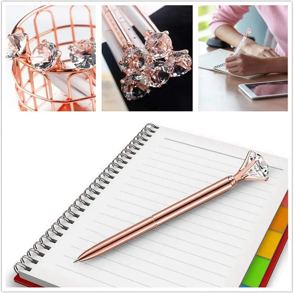 eybag Large Diamond Crystal Pen Ballpoint Pen Student Stationery Office Business Gifts 1.0mm Metal Nib Rhinestone Pen Ball Point Pen