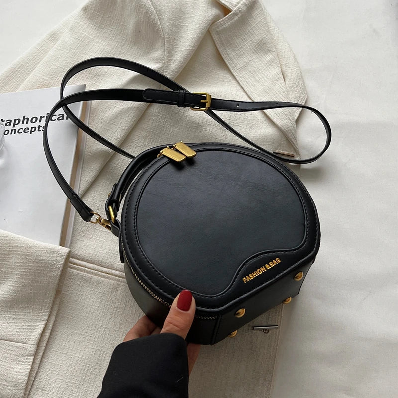 eybag Retro Fashion Circular Bags For Women High Quality Texture Chic Shoulder Bag Female All-Match Messenger Bags