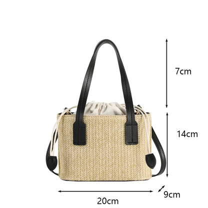 eybag Women's Leisure Grass Woven Handbag Drawstring Bucket Shoulder Crossbody Bag FemaleTravel Bohemian Vacation Beach Bag 30.69