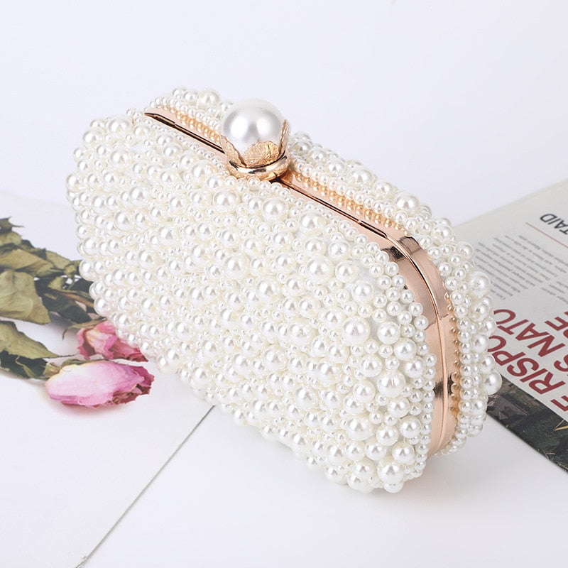 eybag White Pearl Wedding Clutch Bag Party Purse and Handbag Women's Evening Bag Luxury Design Chain Shoulder Bag ZD1833