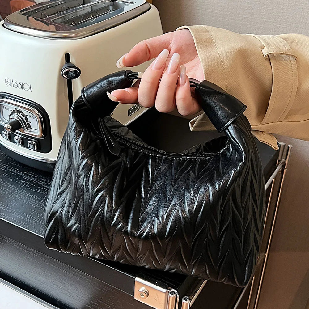 eybag French Fashion Handbag New Women's Texture Leather One Shoulder Crossbody Bag Temperament All-match Pleated Clutch Bags