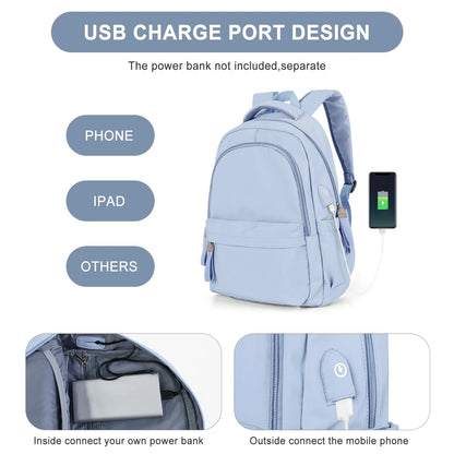 eybag School Backpack for Women Lightweight Casual High School Bags Waterproof Daypack With Usb Charging Port College Laptop Bookbag