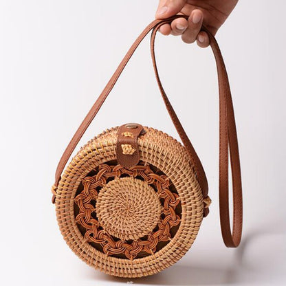 eybag Round Women Shoulder Bag Square Straw Beach Bags Wicker Bali Box Female Crossbody Bag Rattan Woven Summer Handbag Messenger Tote