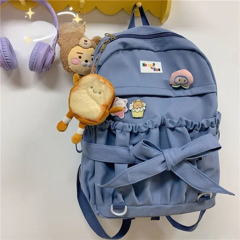 eybag Japanese 2024 New Canvas Solid Color College Girls Backpack Fashion Versatile Student Schoolbag Korean High Capacity Backpacks