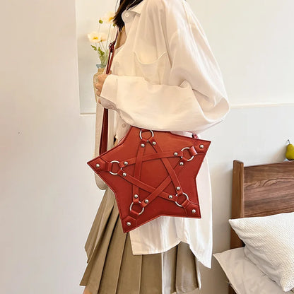 eybag Dark Harajuku Style Pentagram Bag, Y2K Star Shaped Backpack, Vintage Steampunk Daypack for Cool Girls