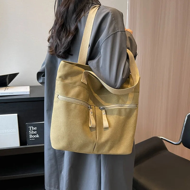 eybag Autumn Women's Handbags Large Capacity Canvas Tote Simple Commuter Shoulder Bag Casual Designer Handbag