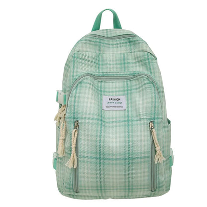 eybag Fashionable Plaid Canvas Female Backpack Student School Bag Backpack Girl School Bag Large Capacity Travel Backpack