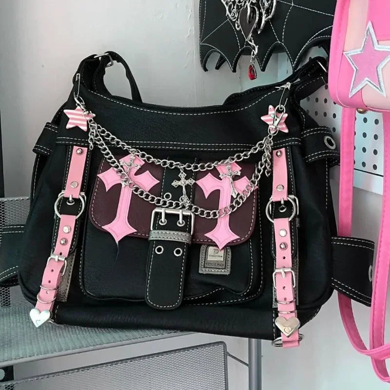 eybag Y2K Shoulder Designer Bags Luxury For Women 2024 Korea Popular Crossbody Satchel Harajuku Bag Fashion Cute PU Bolsas Pink Purse