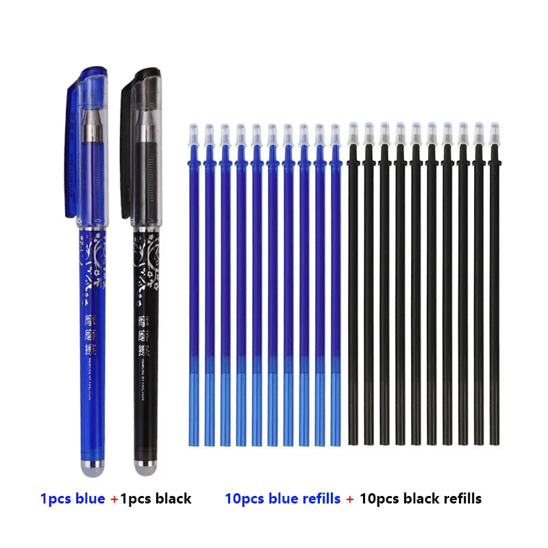 eybag 0.5mm Erasable Gel Pen Set Black Blue Red Ink Refill Rod Kawaii Pens Washable Handle School Office Supplies Writing Stationery