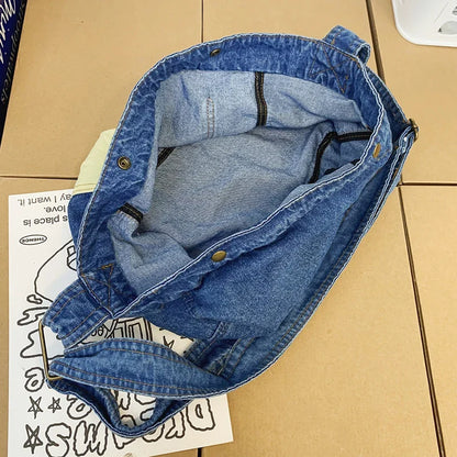 eybag Women Shoulder Bag Washed Denim Crossbody Bag For Women Large Capacity Casual Messenger Bag Student Travel Schoolbag