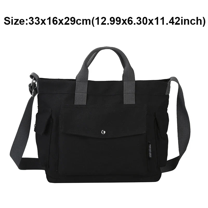 eybag Unisex Bag Big Capacity Crossbody Shoulder Bags Women Handbags Black/White/Green/Yellow Solid Color Canvas School Bag Large Tote