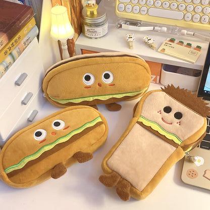 eybag Funny bread cute pencil case plush creative pencil bag School stationery bag Children pen case prizes gifts Student pencil cases