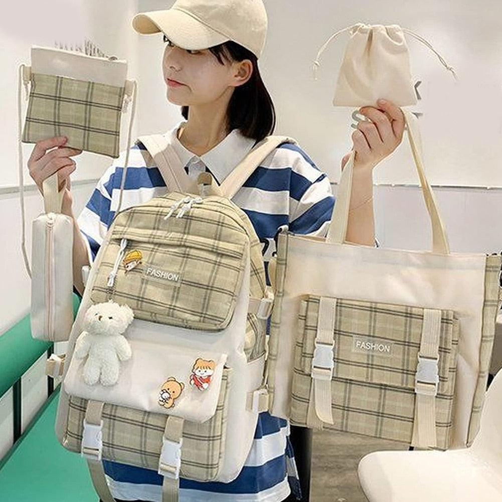 eybag Canvas Girls School Bag Cute Backpack for Women Student Teens Aesthetic Backpacks Waterproof Large Capacity Kawaii Backpack Bags