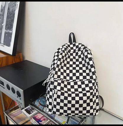 eybag Solid Color Schoolbag Backpack Boys Girls Junior High School Students Plaid Student Schoolbag New Japanese Backpack