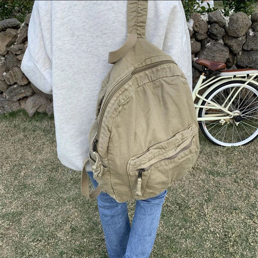 eybag Korean New Washed Retro Backpack Women Fashion Casual Travel Large Capacity Commuting schoolbag Multifunction Vintage Mochila