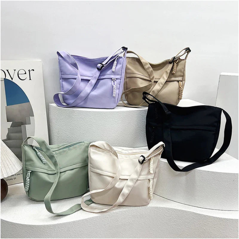 eybag Korean Version Crossbody Shoulder Bag for Women's Commuting Small Cloth Bag Simple Nylon Shoulder Bag for Japanese Students