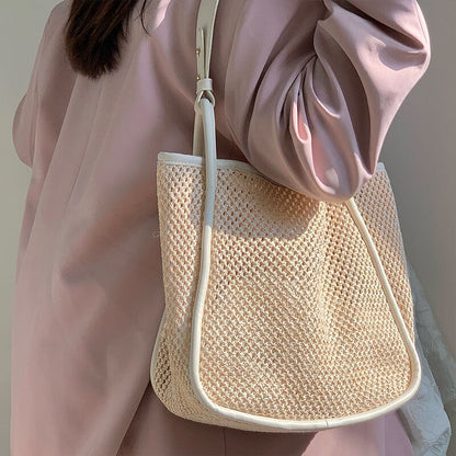 eybag 2022 Fashion Hand-held Straw Woven Bag Luxury Designer Handbag Women Tote Bag Large-capacity Shoulder Bags Lady Hollow Beach Bag