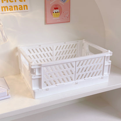 eybag Ins Desktop Plastic Storage Baskets Organizer Box Folding Stackable Toy Storage Basket with Handle Bathroom Storage Box Basket