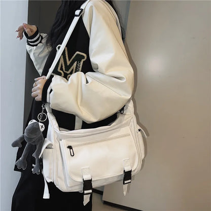 eybag Simple Crossbody Bag Women's INS Japanese Large Capacity Function Single Shoulder Messenger Bag Female Unisex College School Bag