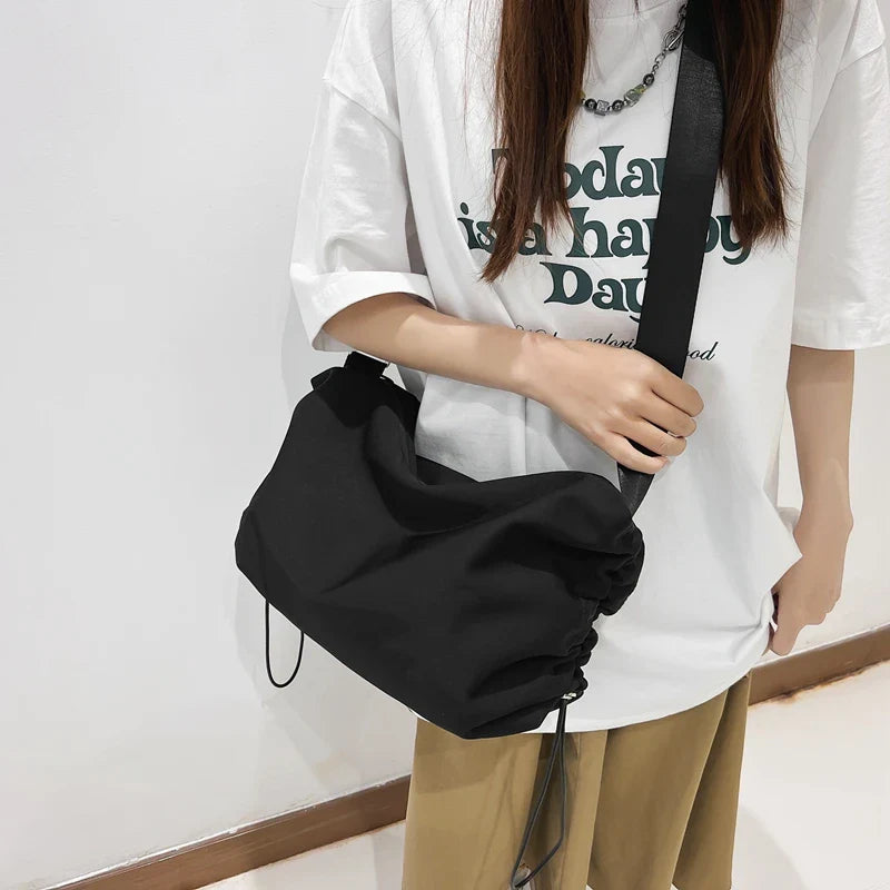 eybag Solid Color Black Shoulder Bag Fashion Women Male Waterproof Messenger Bags Unisex Cool School Bags Women Travel Crossbody Bag