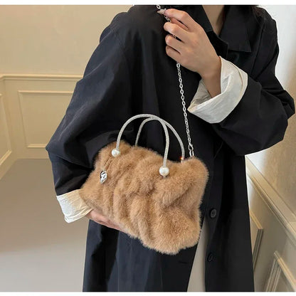 eybag Faux Fur Tote Handbags and Purses Women Shoulder Crossbody Bags New Soft Plush Messenger Bag High Quality