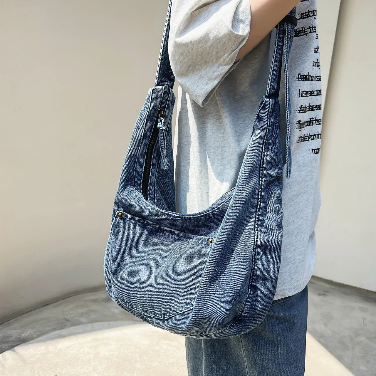 eybag Fashion Blue Denim Shoulder Bags For Women Korea Style Canvas Casual Crossbody Bags 2024 New Pastoral Cloth Female Packages