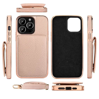 eybag Multi Card Wallet Leather Bracket Phone Case For iPhone 15 14 13 Pro Max Crossbody Lanyard Strap Holder Cover For IPhone 14 Plus