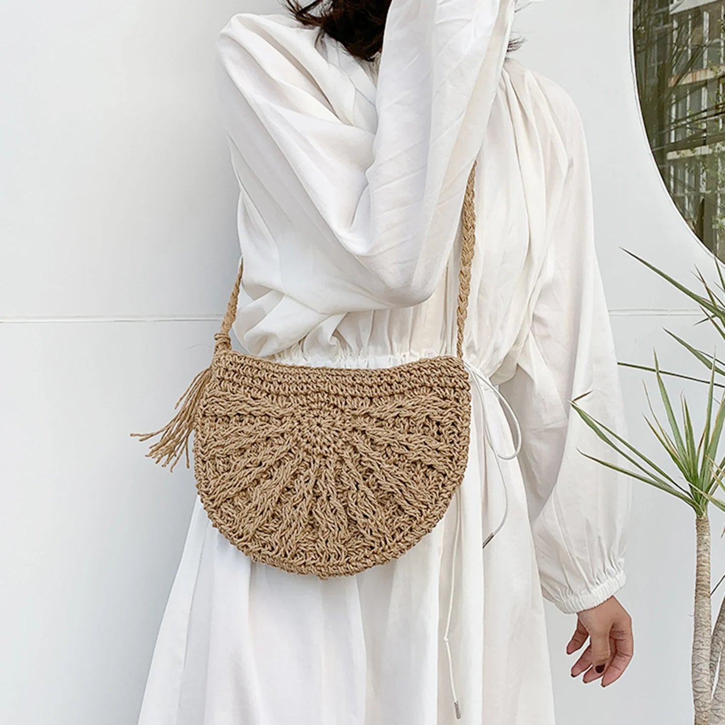 eybag Woven Shoulder Handbag New Ladies Fashion Summer Straw Crossbody Bag Female Beach Holiday Shopping Messenger Purses Women Bags