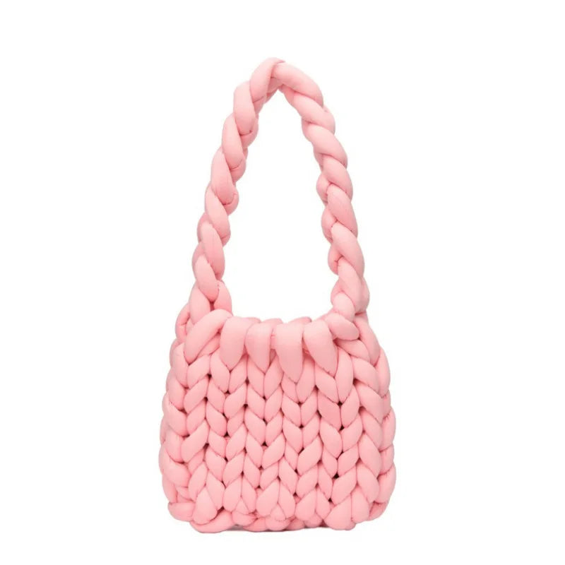 eybag Casual Crochet Women Shoulder Bags Knitted Lady Handbags Handmade Woven Cute Small Tote Bag Trend Female Purses 2024 Winter