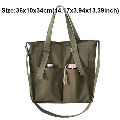 Lkblock Large Capacity Nylon Shoulder Bags Women Messenger Bags for School Female Ladies Handbag Solid Color Casual Unisex Big Tote Bags