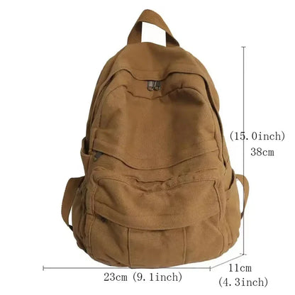 eybag Unisex High Quality Canvas Casual Backpack College School Bags Simple Schoolbag Vintage Student Laptop Bag For Men Travel Hot