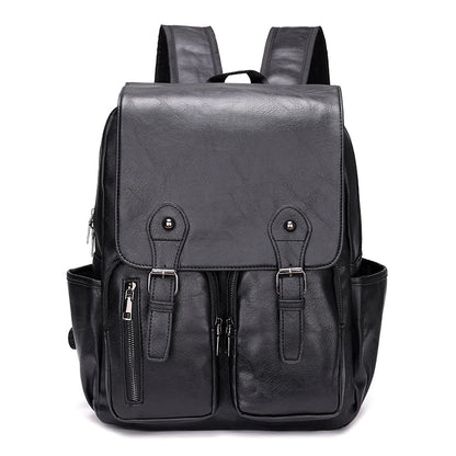 eybag Fashion Trend Men Backpack Computer Students PU Leather Daily Boys Students Bag Fashion Pockets Multi-Zipper For Working