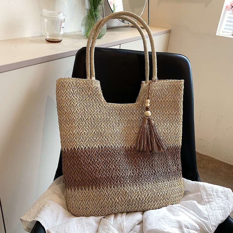 Lkblock New Fashion Straw Handbags Women Summer Beach Bag Luxury Shoulder Rattan Vintage Woven For Female bolsa femme  2023 Sac A Main