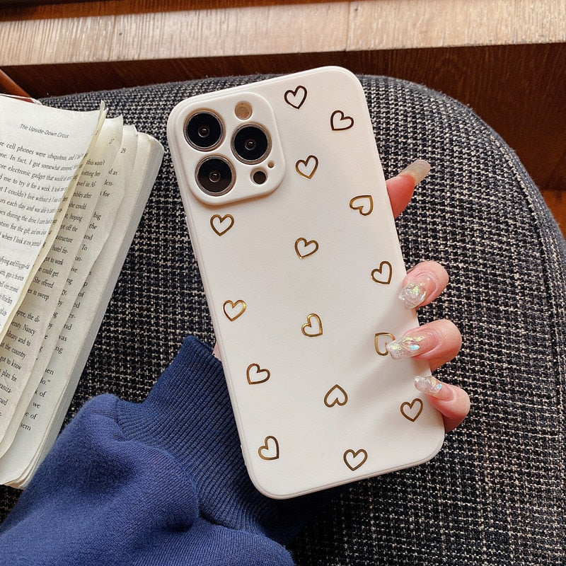 eybag Fashion Candy Color Love Heart Phone Case For iPhone 13 Pro Max 14 Pro Max 11 12 Pro X XR XS Max 7 8 14Plus Soft TPU Cover