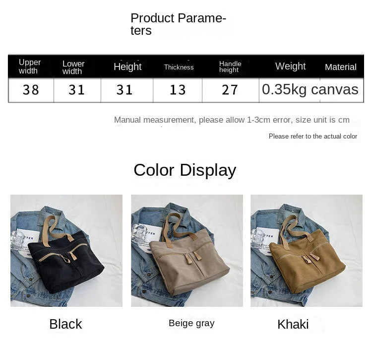 eybag Autumn Women's Handbags Large Capacity Canvas Tote Simple Commuter Shoulder Bag Casual Designer Handbag