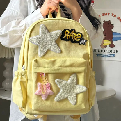 eybag Korean 2024 New Star Student Schoolbags Canvas Large Capacity Cute Girl Backpacks Spicy Girls Ins Leisure Backpack Universal Bag