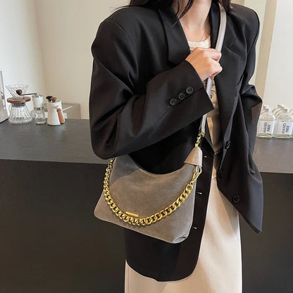 eybag Women Small Faux Suede Shoulder Bag 2024 Winter Lady Y2K New Trend Crossbody Bag Korean Fashion Chain Handbags