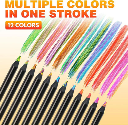 eybag Rainbow Color Pencils for Kids, Concentric Gradient Crayons, Art Painting, Drawing Stationery, 10 PCs/Set, 7 Colors, Kawaii