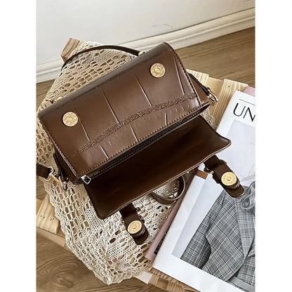 eybag Vintage Brown Messenger Bag Women Autumn Retro Leather Chic Handle Mini Bag Female Elegance Casual Crossbody Bags Purse