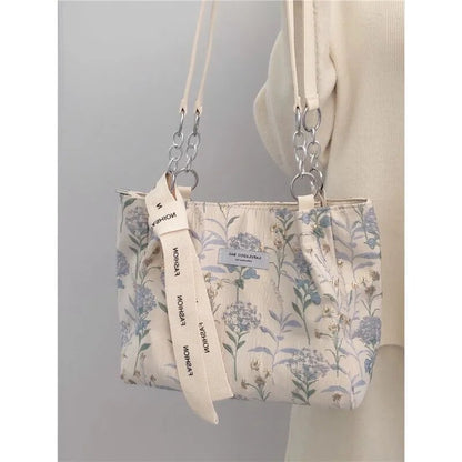 eybag Elegant Tote Bags for Women Floral Embroidery Casual Handbag Large Capacity Gentle Lady Fashion Shopping Shoulde