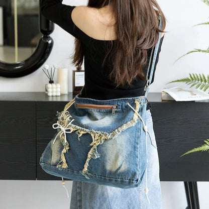 eybag Y2K Korean Harajuku Gothic Hobo Denim Bag Aesthetic Vintage Purses WomenHandbag Crossbody Messenger Tote Peddler Shoulder Bags