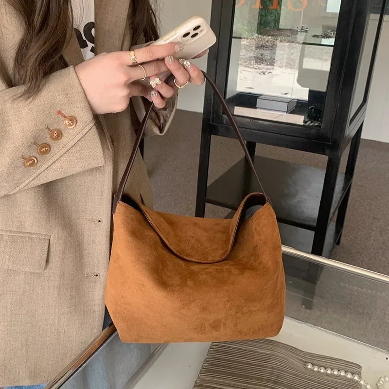 eybag Pu Leather Women Bags Brand Design Ladies Handbag Female Hobos Shoulder Bag Faux Suede Tote Brown Totes