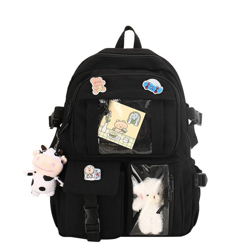 eybag Cute Student Backpacks Waterproof Multi-Pocket Nylon Multifunction  School Backpack for Female Girls Kawaii Laptop Book Pack New