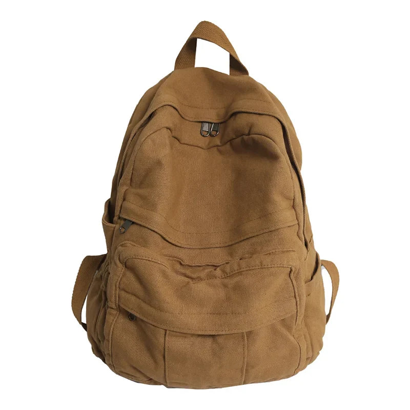 eybag Unisex High Quality Canvas Casual Backpack College School Bags Simple Schoolbag Vintage Student Laptop Bag For Men Travel Hot