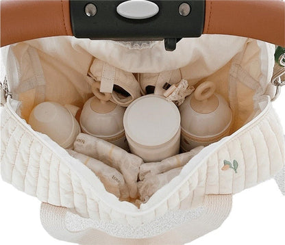 eybag Korea Style Newborn Baby Care Diaper Bag Mummy Shoulder Bag Embroidery Quilted Stroller Diaper Storage Organizer Large Handbags