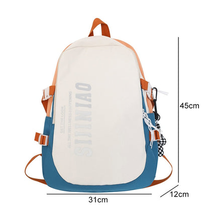 eybag High Quality Contrast Color Waterproof Nylon Women Backpack Female Large Capacity Letter Printing School Bag Girl Travel Mochila