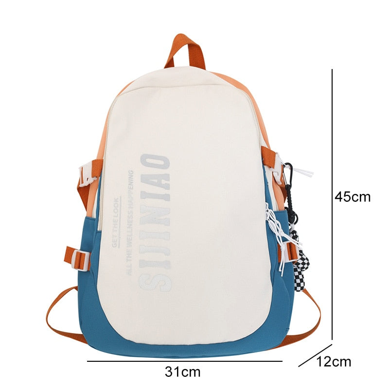 eybag High Quality Contrast Color Waterproof Nylon Women Backpack Female Large Capacity Letter Printing School Bag Girl Travel Mochila