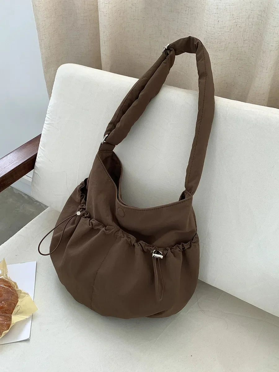 eybag Sweet Girls Pleated Nylon Shoulder Women Bag Korean Niche Design Bow Summer Travel Beach Bag Female Totes Bags for Women Handbag